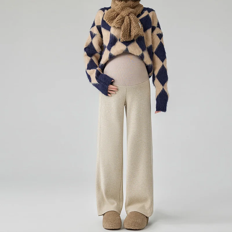 Pantalones premamá de pierna ancha con cintura elástica - imagen 5
