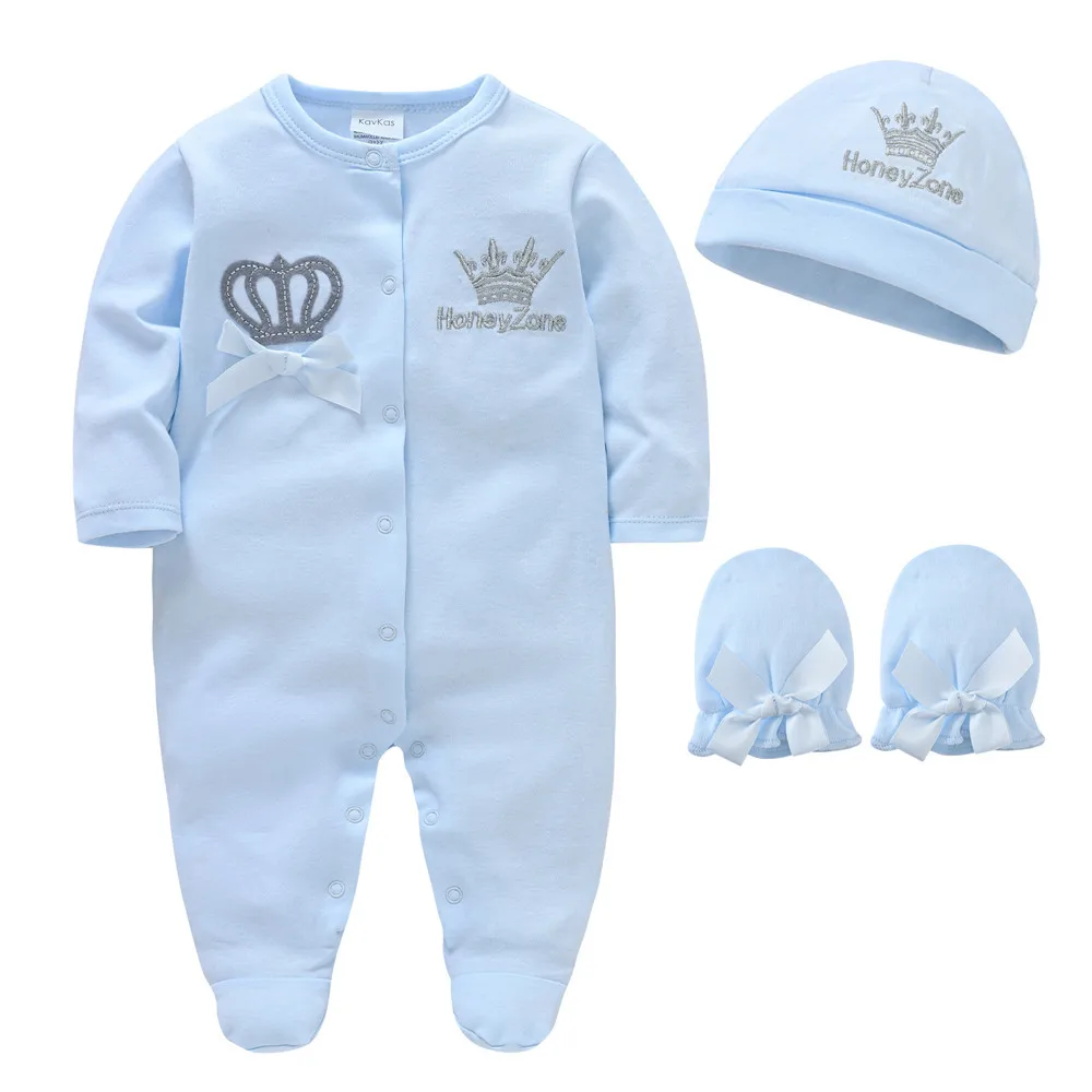 Pelele Royal Crown de algodón para bebé con gorro y guantes - imagen 3