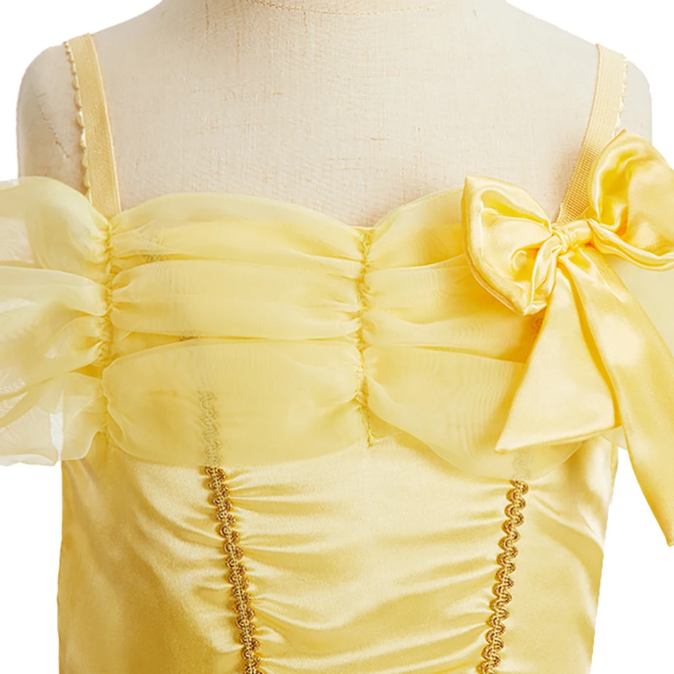 Vestido de niña para boda tul amarillo con lazo - imagen 4