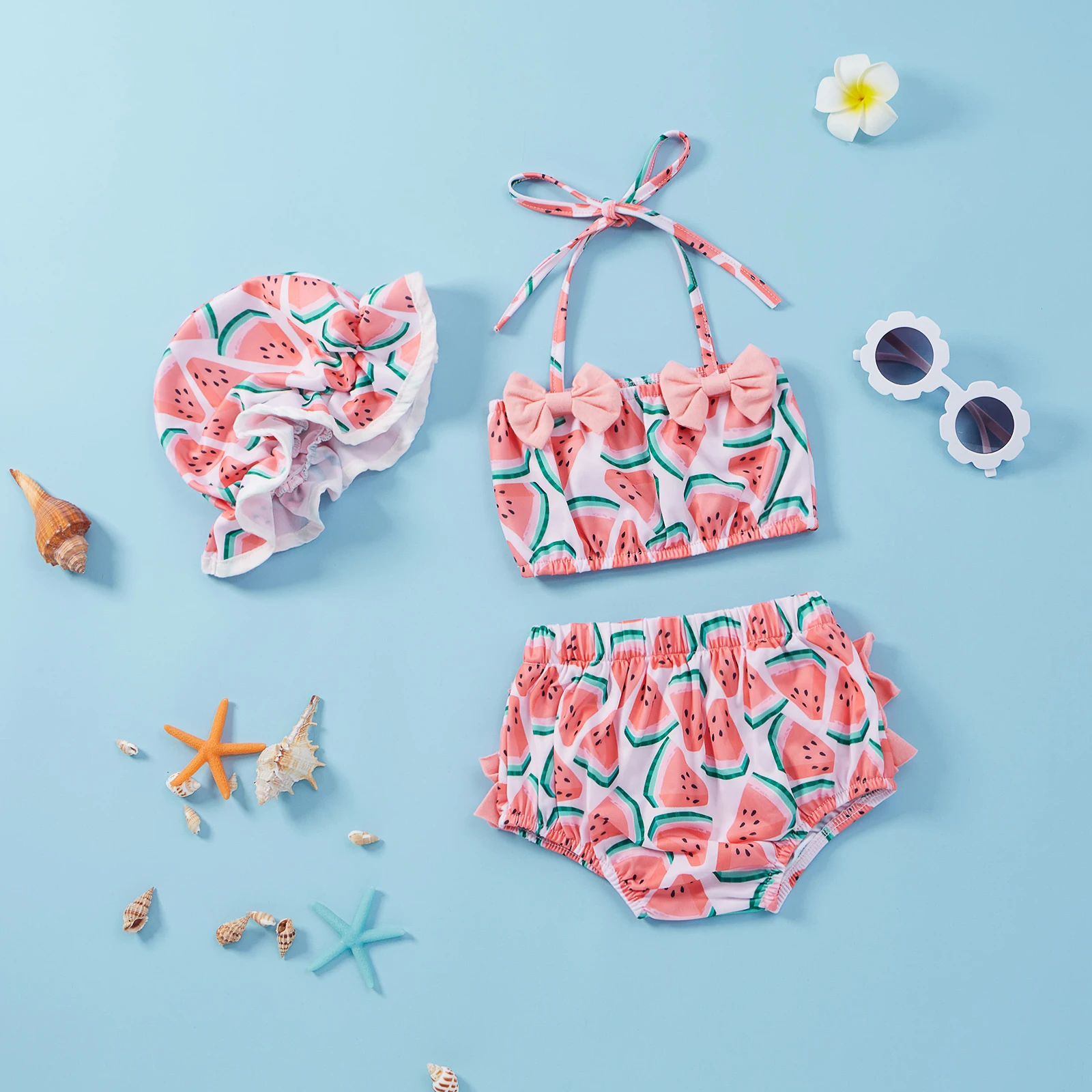 Traje de baño niña Tregren con estampado sandías y gorro - imagen 2