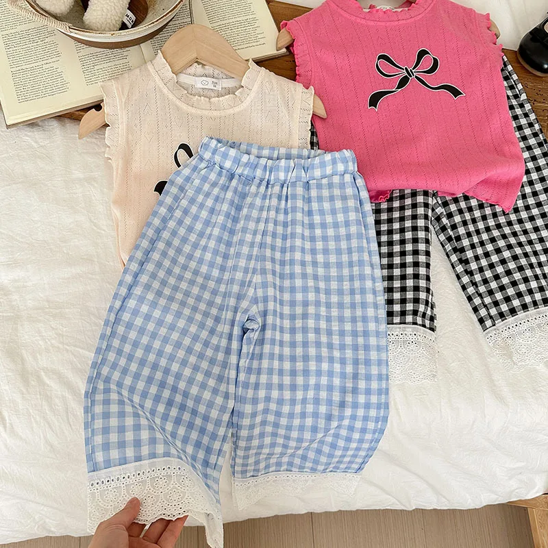 Conjunto de verano para niña con top sin mangas y lazo - imagen 5