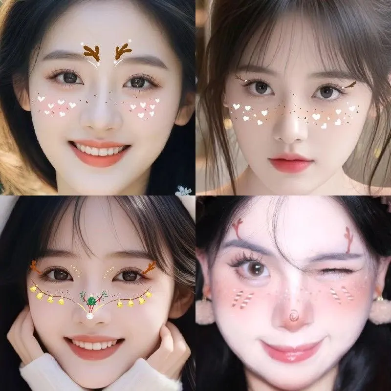 Pegatinas faciales infantiles navideñas de reno y copo de nieve - imagen 3