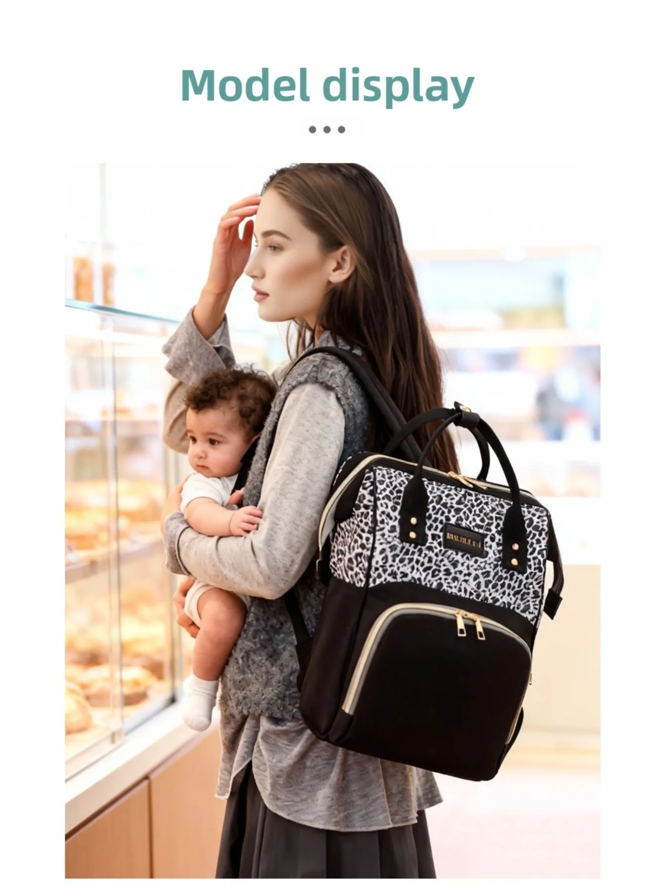 Bolsa de pañales convertible en lona con mochila gran capacidad