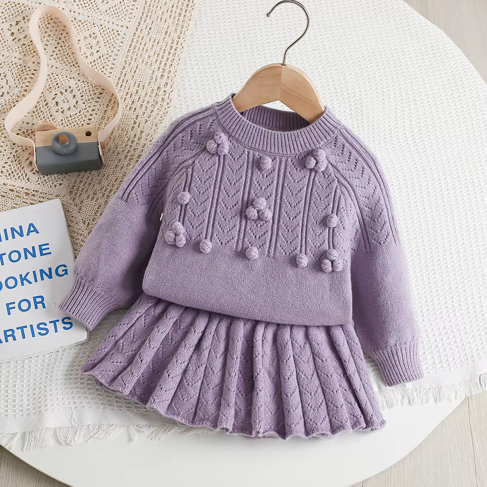 MILANCEL conjunto de punto de otoño para niños – suéter y falda - imagen 3