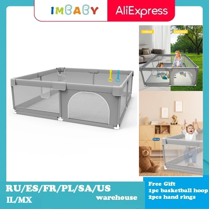 Parque infantil de interior para bebés – Con valla protectora - imagen 4