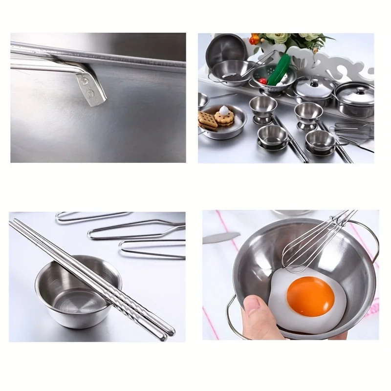 Vista completa de las 25 piezas del juego de cocina