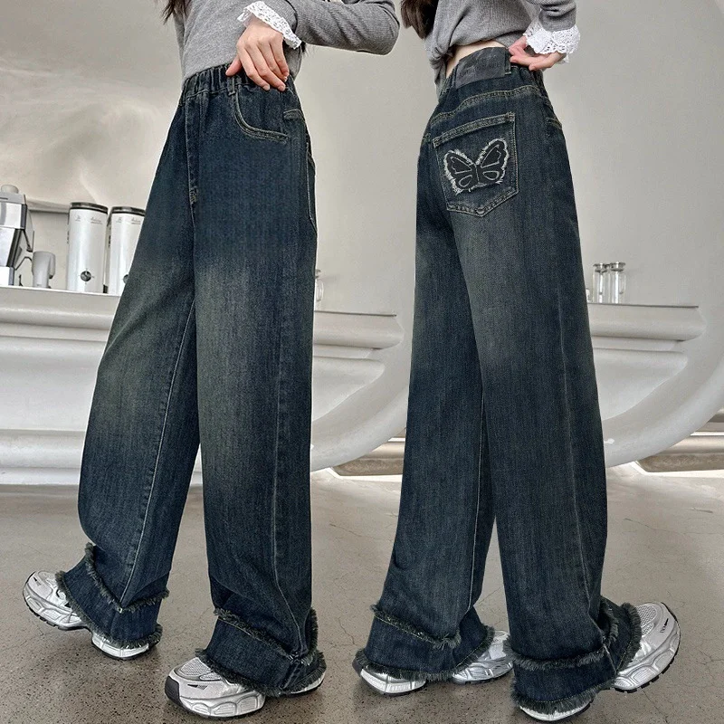 Vaqueros de pierna recta para niña, primavera y otoño - imagen 3