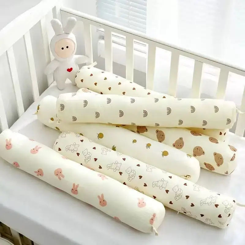 Almohada anticolisión cilíndrica para bebé, lavable, junto a la cama