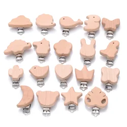 Clip de madera de haya para chupete – Mordedor animal natural sin BPA