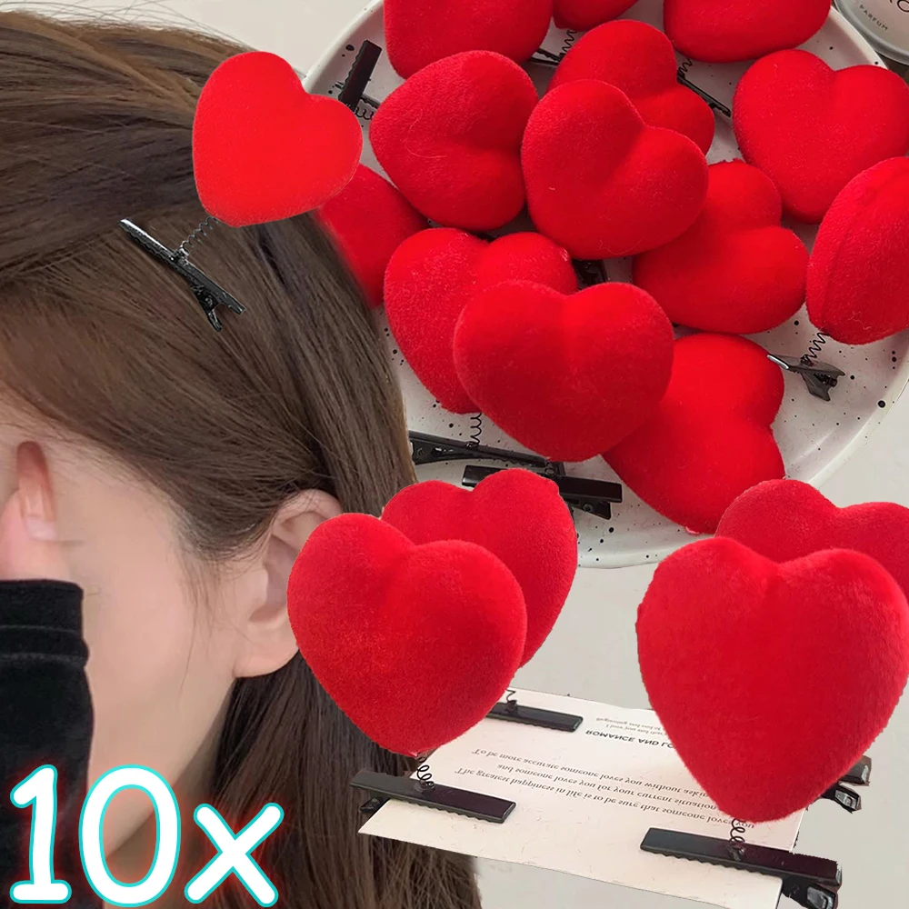 Pinza de pelo corazón rojo de felpa suave infantil