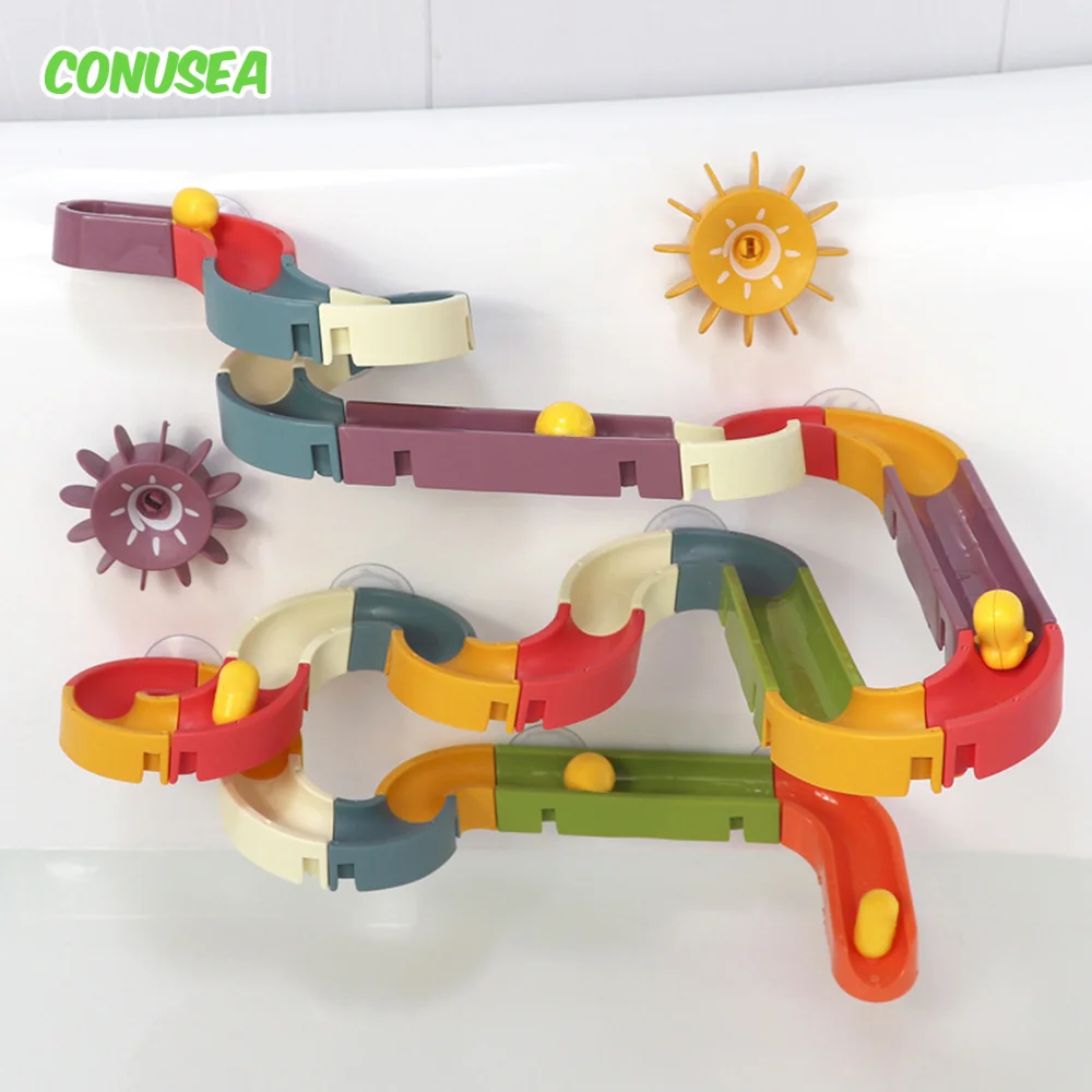 Pista de baño de canicas con efecto mármol y bolas rodantes
