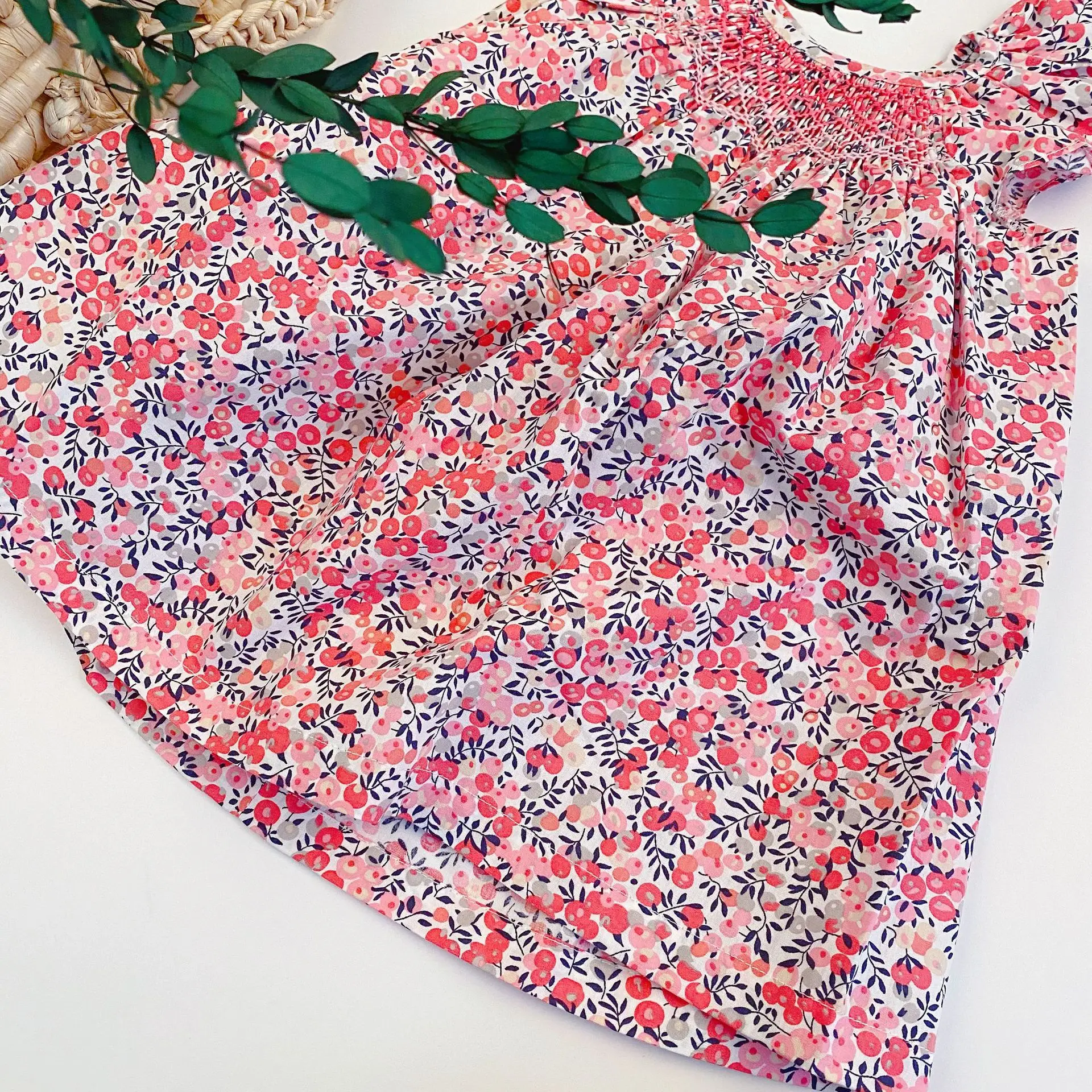 Vestido floral de algodón suave para niña de verano - imagen 3