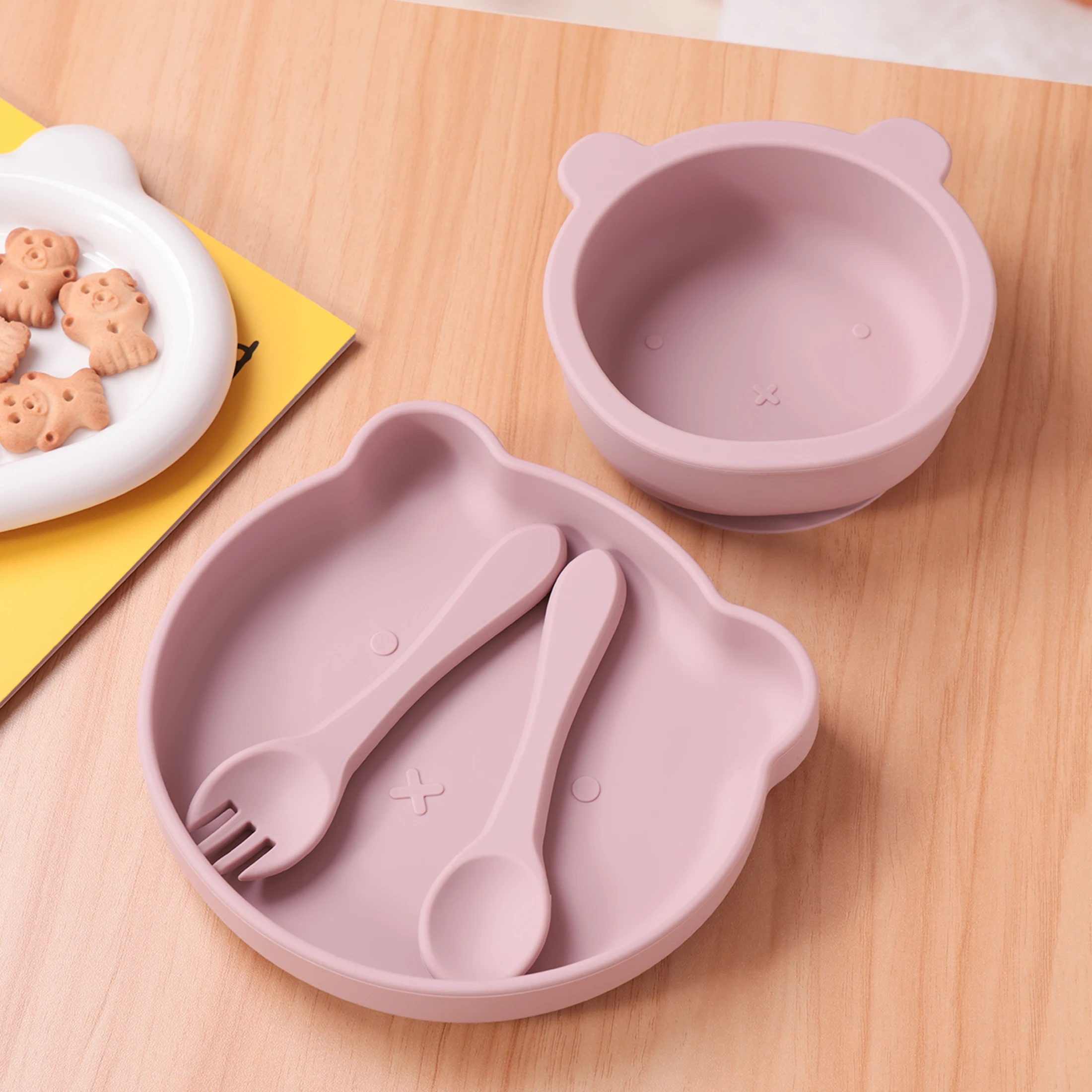 Juego de alimentación bebé silicona con plato ventosa antideslizante - imagen 2
