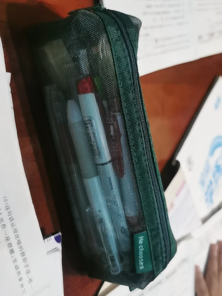 Bolsa estuche transparente de malla para lápices escolares portátil - imagen 2