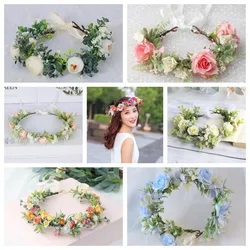 Corona de flores artificiales bohemia para niña, diadema floral