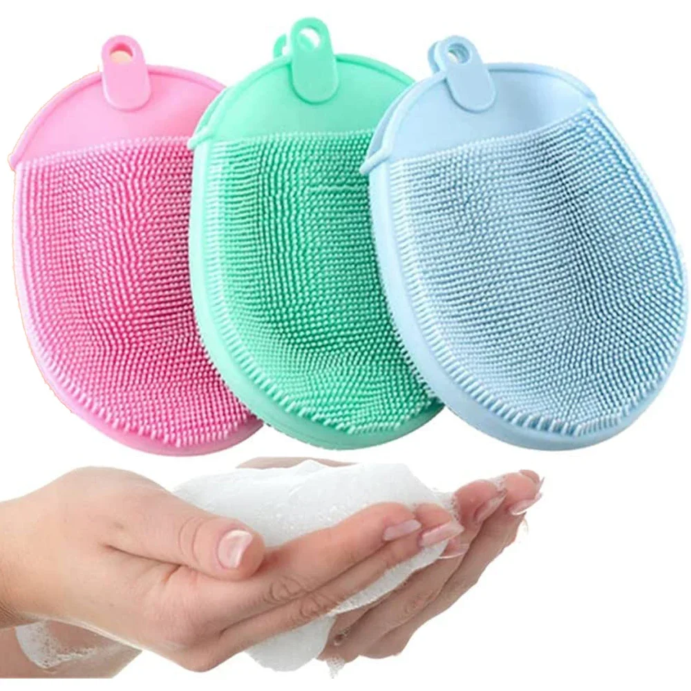 Set de baño para bebé: cepillo de silicona y guantes de masaje