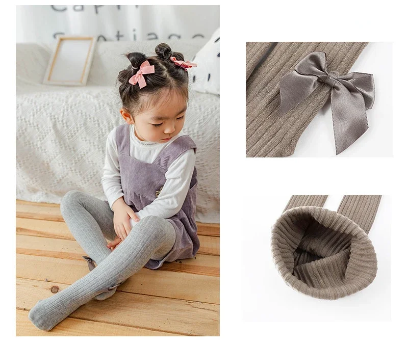 Pantimedias niña con lazo grande – rayas verticales - imagen 3