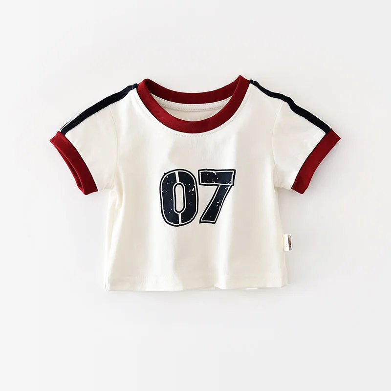 Camiseta de verano infantil transpirable con bloques de color