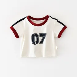 Camiseta de verano infantil transpirable con bloques de color