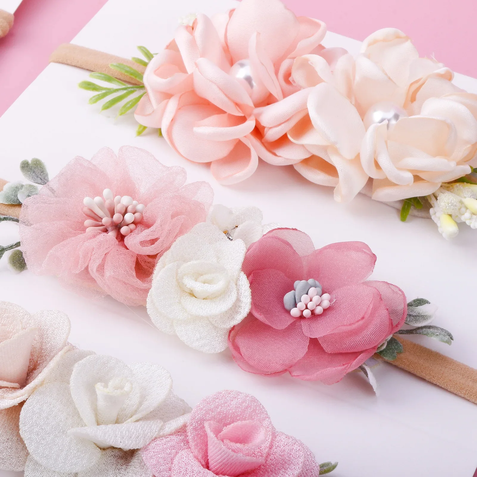 Diadema elástica con flores estilo princesa para niña - imagen 5
