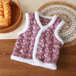 Chaleco floral térmico acolchado para niños – Cálido y transpirable
