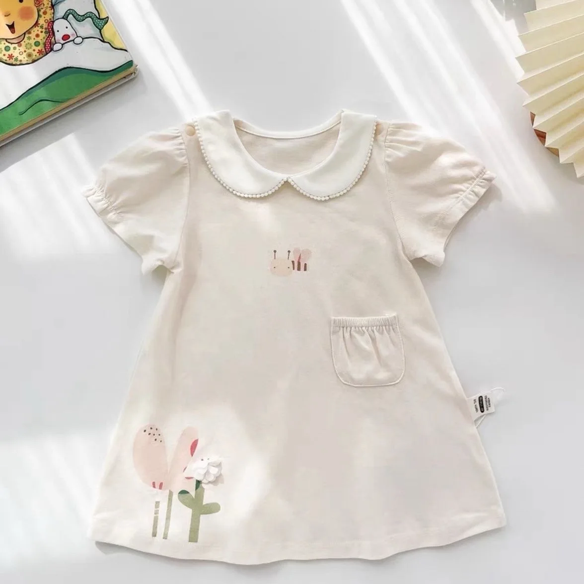 Vestido verano bebé algodón suave manga corta para niña – Falda A - imagen 3