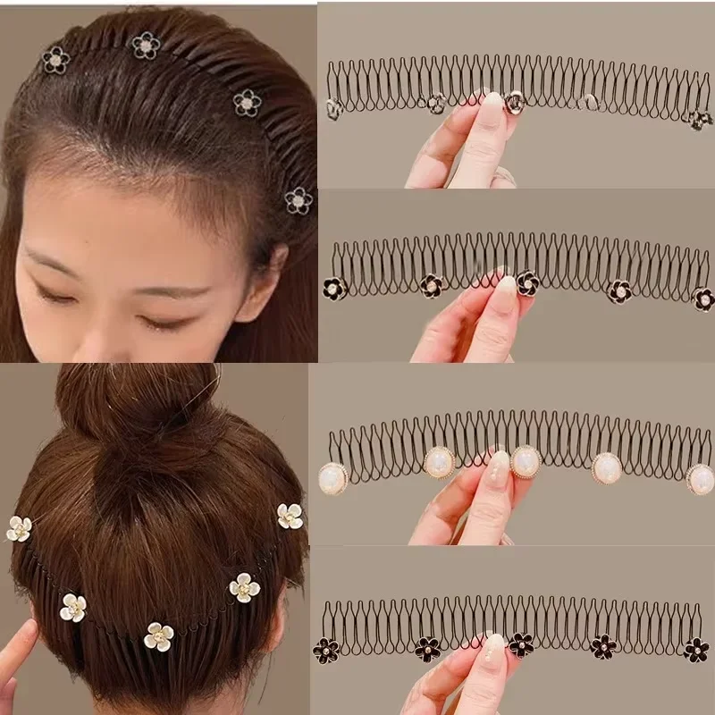 Horquillas de perlas para niña con peine largo y diadema - imagen 3