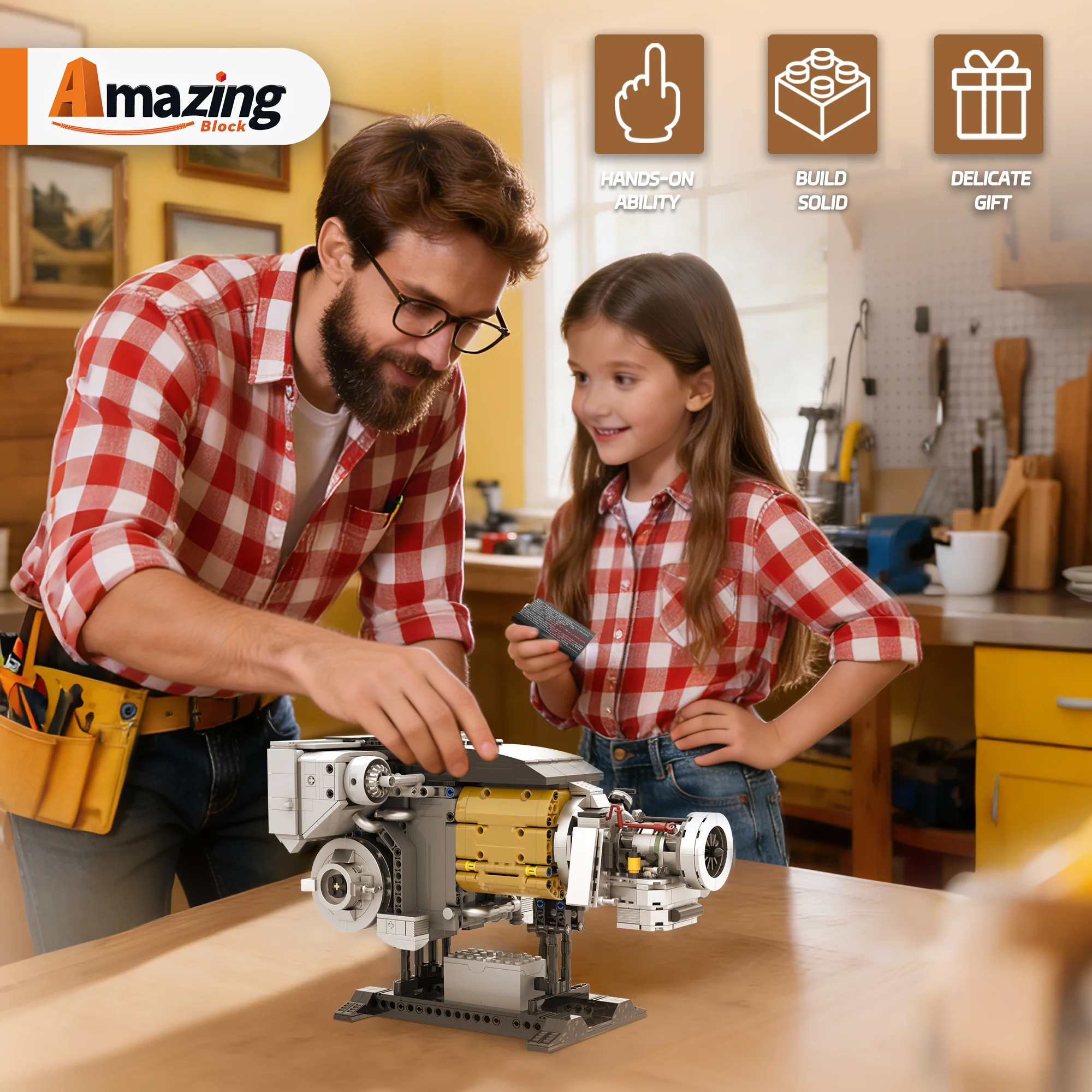 Bloques de construcción de motor de turbina tipo Abrams para niños - imagen 3