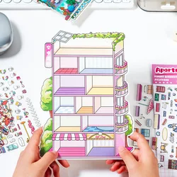 Pegatinas 3D decorativas de pueblo en miniatura para álbumes