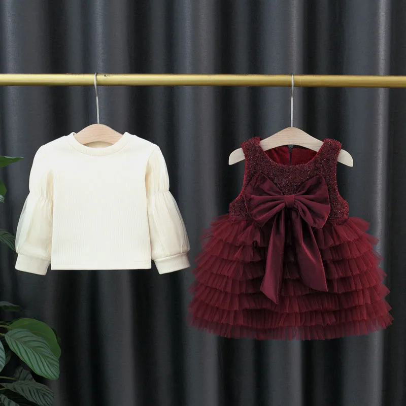 MILANCEL conjunto de invierno acolchado con vestido sin mangas y lazo - imagen 2