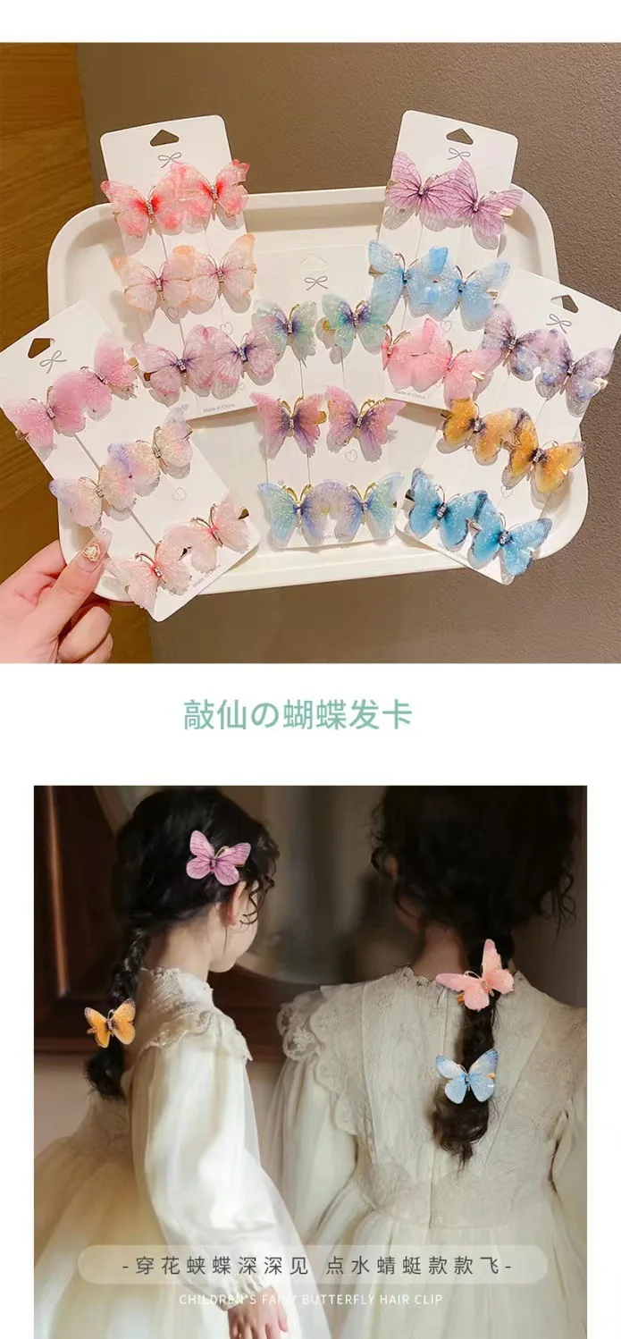 Pinzas de mariposa coloridas para niña – Horquillas decorativas pelo - imagen 3