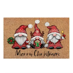 Alfombra de Navidad rústica con diseño de gnomo para entrada