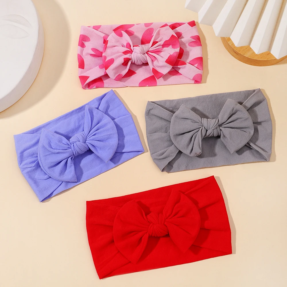 Diadema bebé ancha con lazo – Turbante elástico para niñas - imagen 2