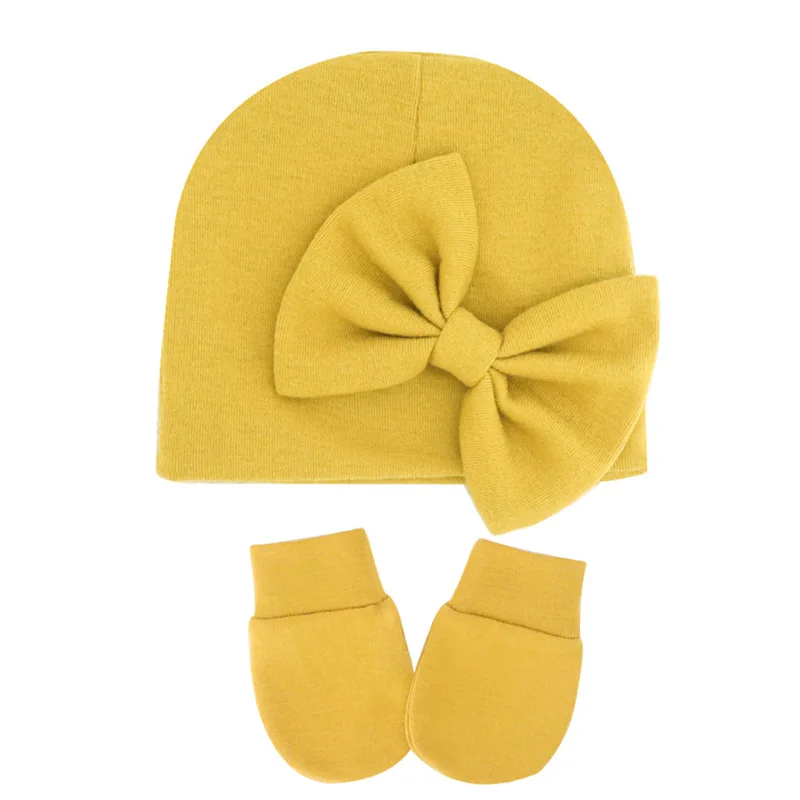 Gorro recién nacido con guantes de algodón y lazo de princesa - imagen 3