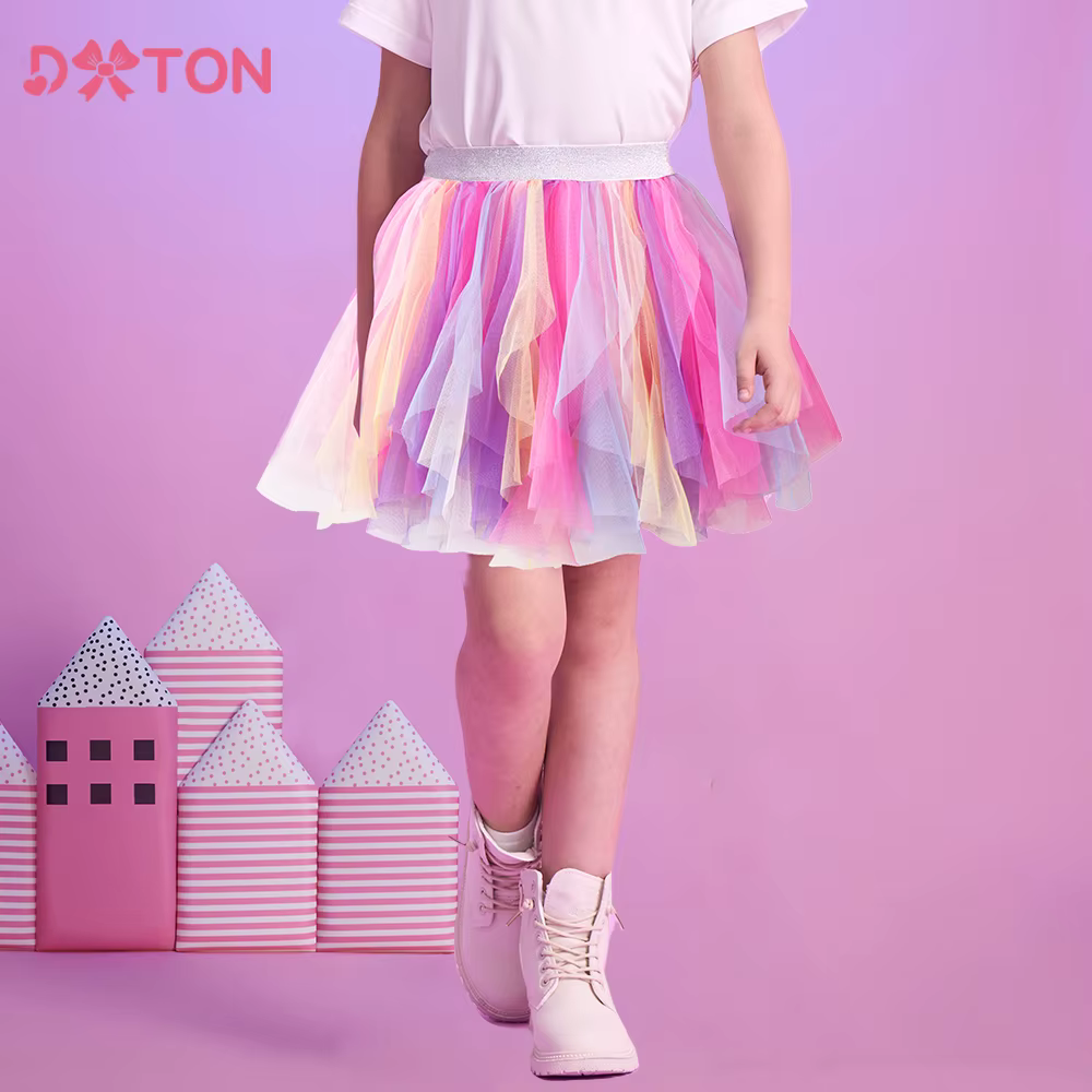 DXTON Falda tutú de tul para ballet niña – Color degradado - imagen 4