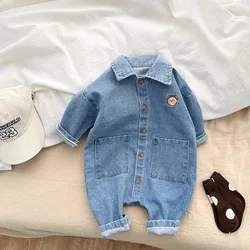 Pelele mezclilla con estampado de oso para bebés y niños