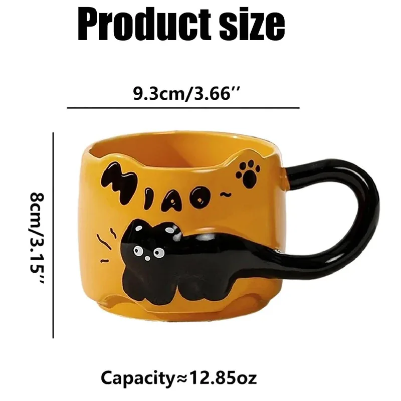 Taza apilable de gato en cerámica con dibujo infantil para hogar - imagen 2