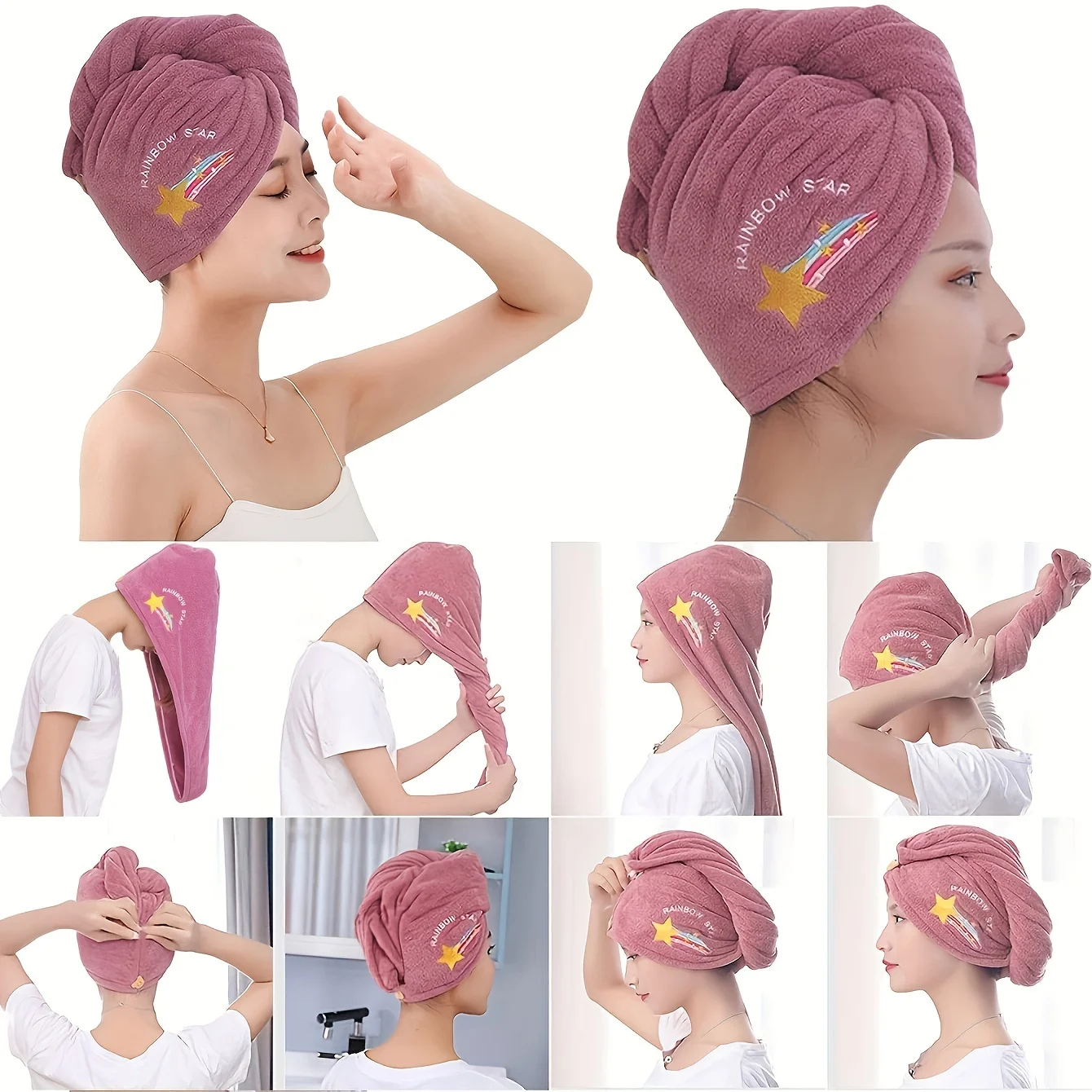 Toalla de pelo absorbente en punto, secado rápido y botón seguro - imagen 4