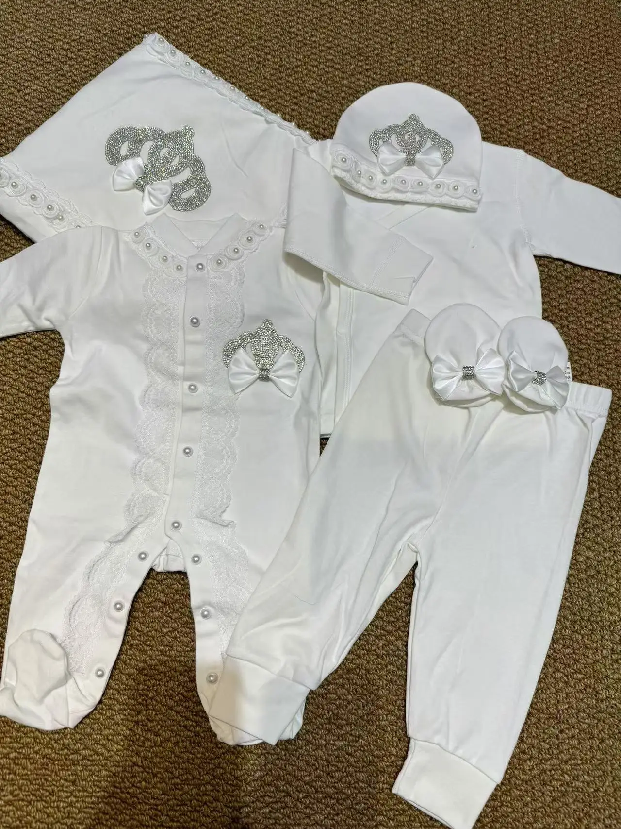 Ropa de bautizo bebé blanca en algodón – conjunto para envolver - imagen 3
