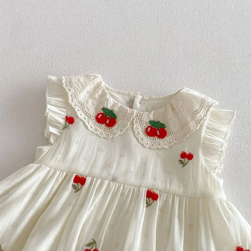 MILANCEL Mono de Verano Bebé con Encaje – Estampado Cereza 3-24 Meses - imagen 3
