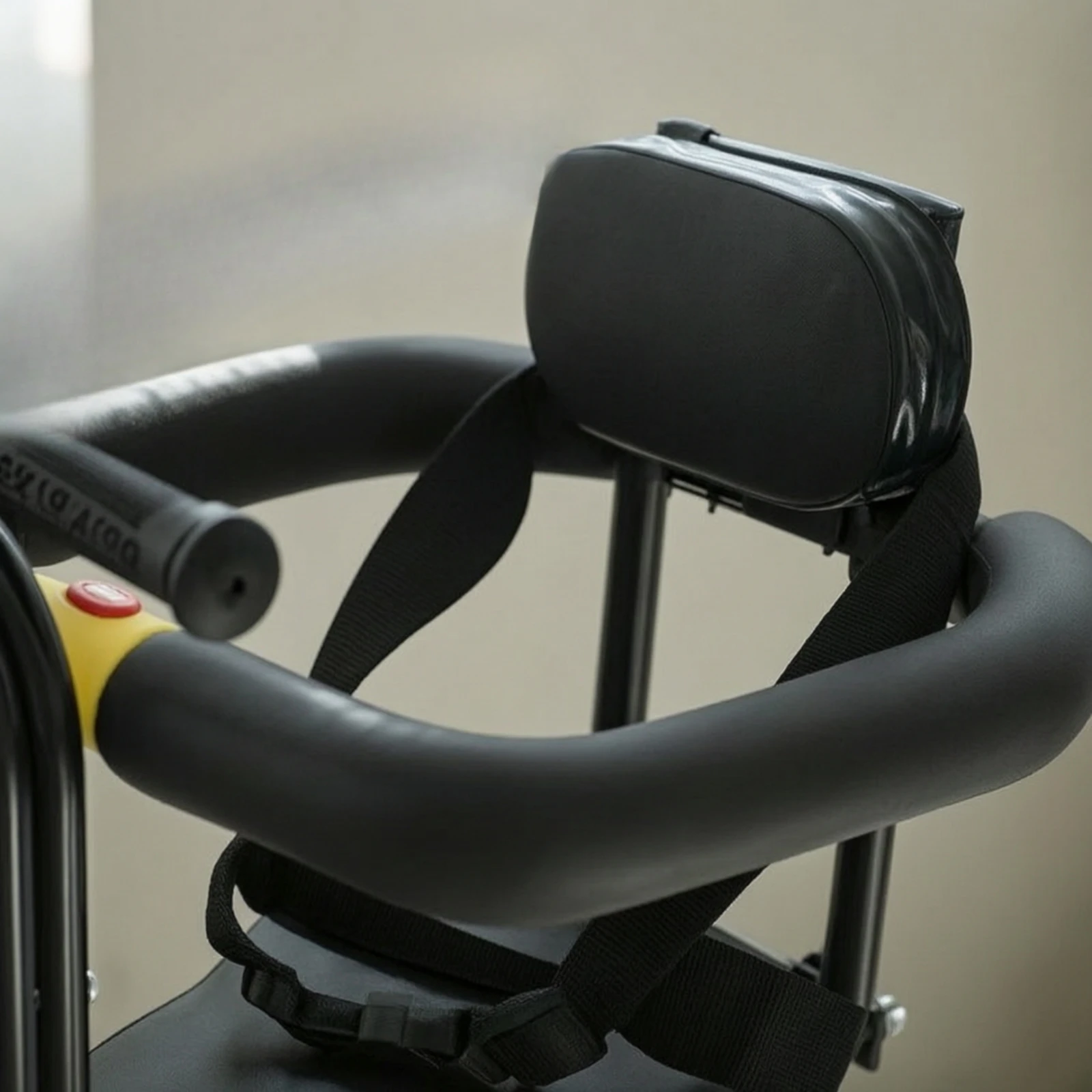 Asiento delantero bicicleta infantil acolchado con arnés y reposapiés - imagen 5