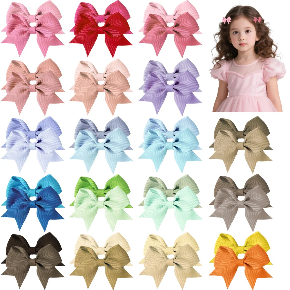 Pinzas para el pelo de niña con lazo y color liso, flequillo