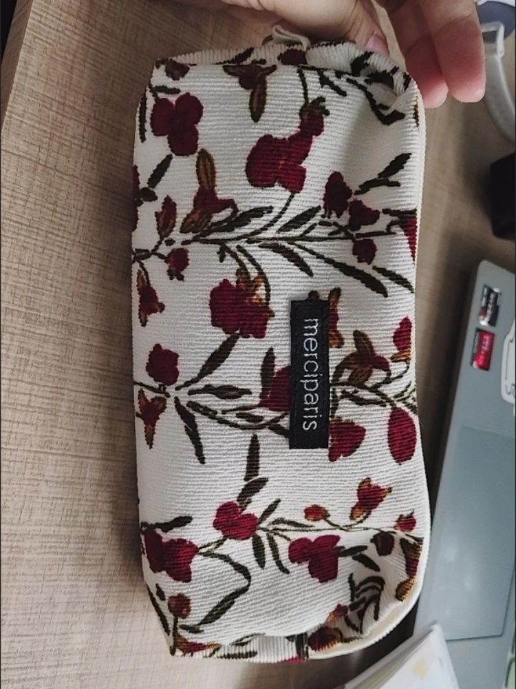 Estuche para lápices de pana acanalada con flores kawaii - imagen 5