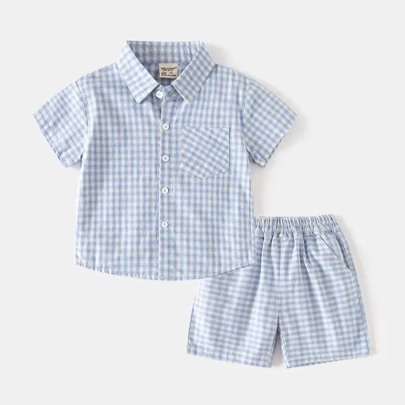 Conjunto infantil verano con camiseta polo y pantalón a cuadros para niño - imagen 3