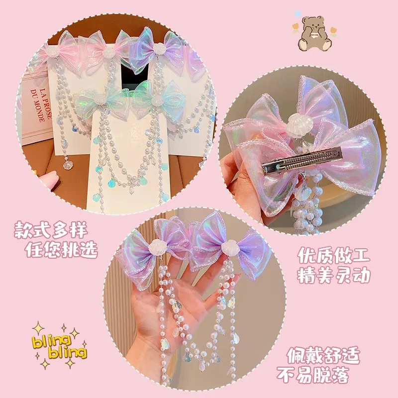 Horquilla de perlas con lazo para niña, estilo princesa - imagen 3