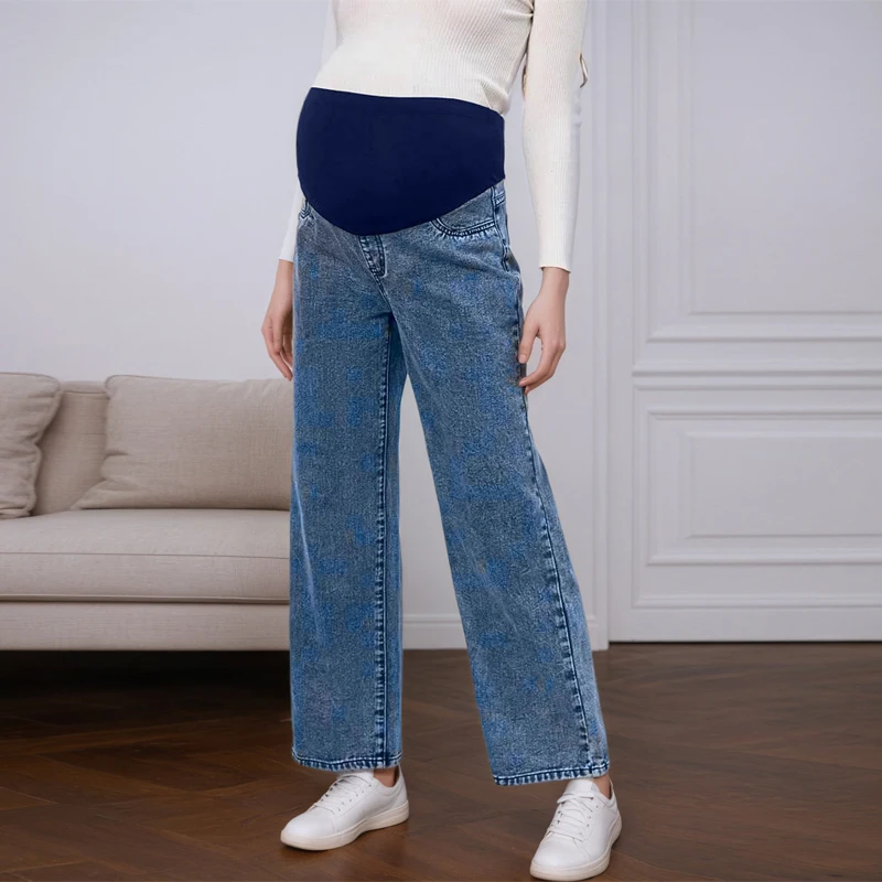 Pantalones premamá pierna recta vaqueros con sujeción del vientre - imagen 4