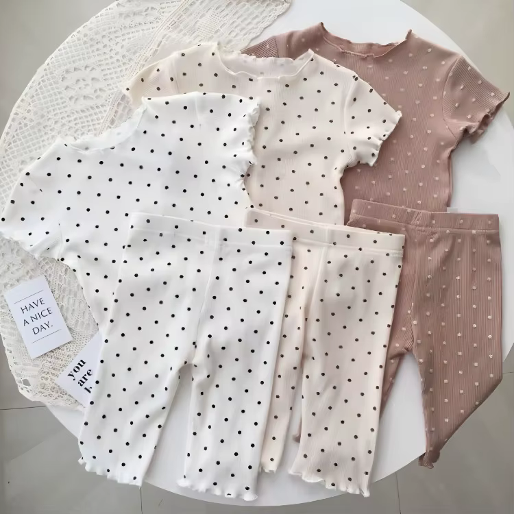Conjunto de lunares estilo coreano para niñas