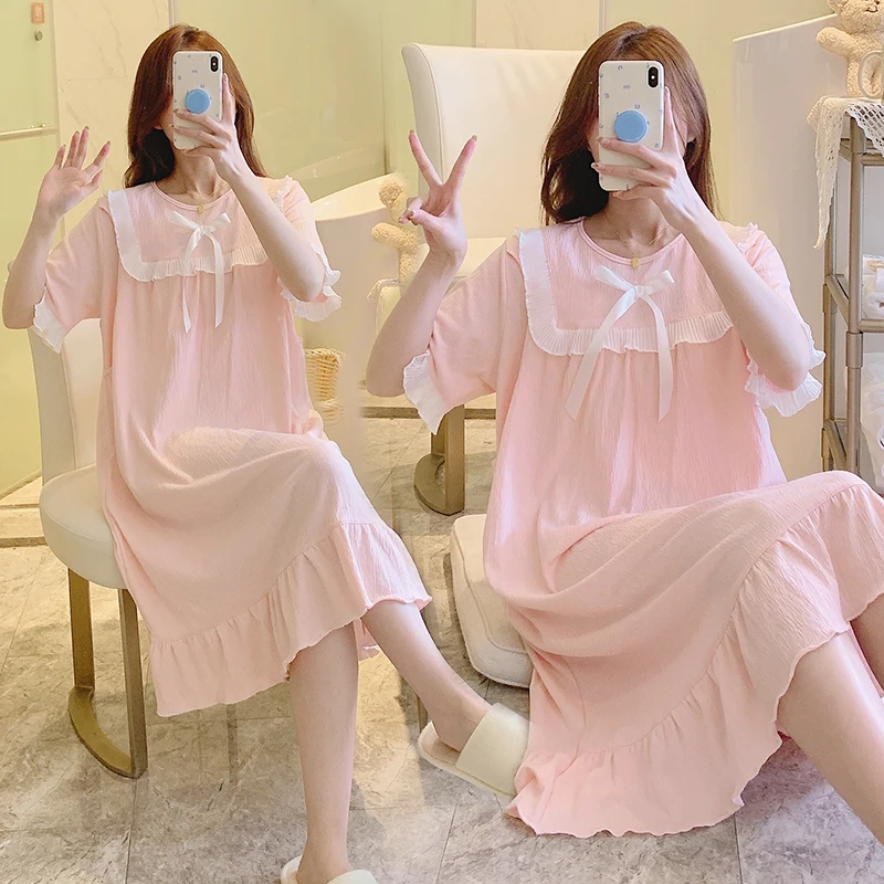 Camisón de lactancia algodón verano – Suelto y dulce para embarazadas