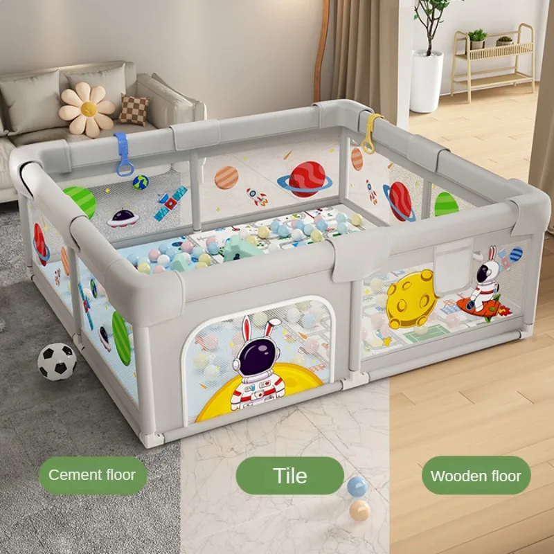 Parque infantil bebé con barandilla lavable y estera de gateo - imagen 5