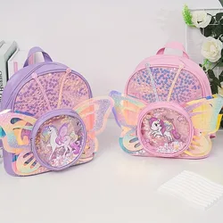 Mochila escolar unicornio impermeable lentejuelas y alas de mariposa
